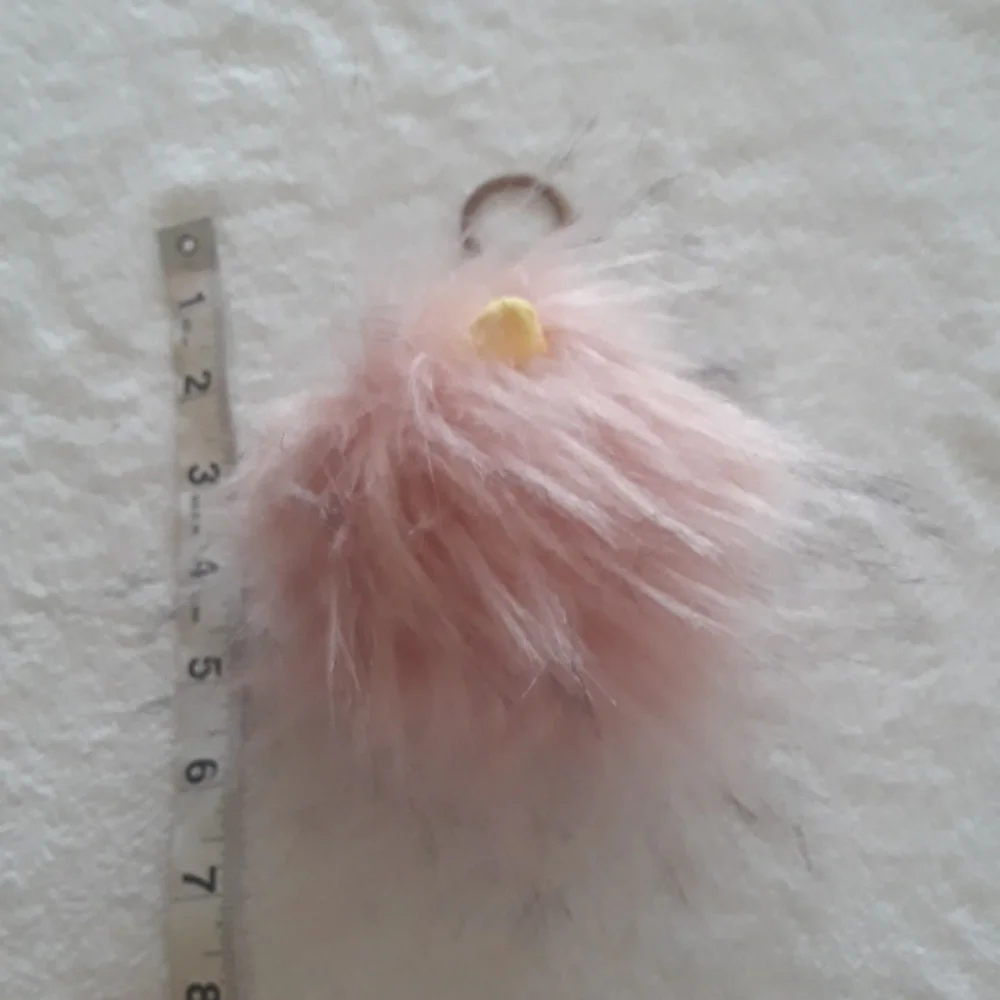 Pink fluffy bird keychain